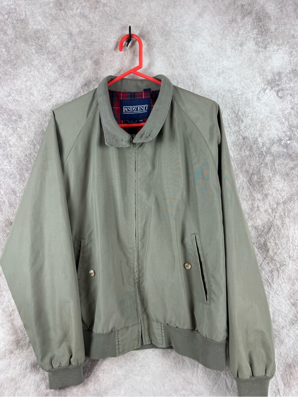 Lands' End Men's Olive Green Bomber Jacket Harrington Style bomber jacket large